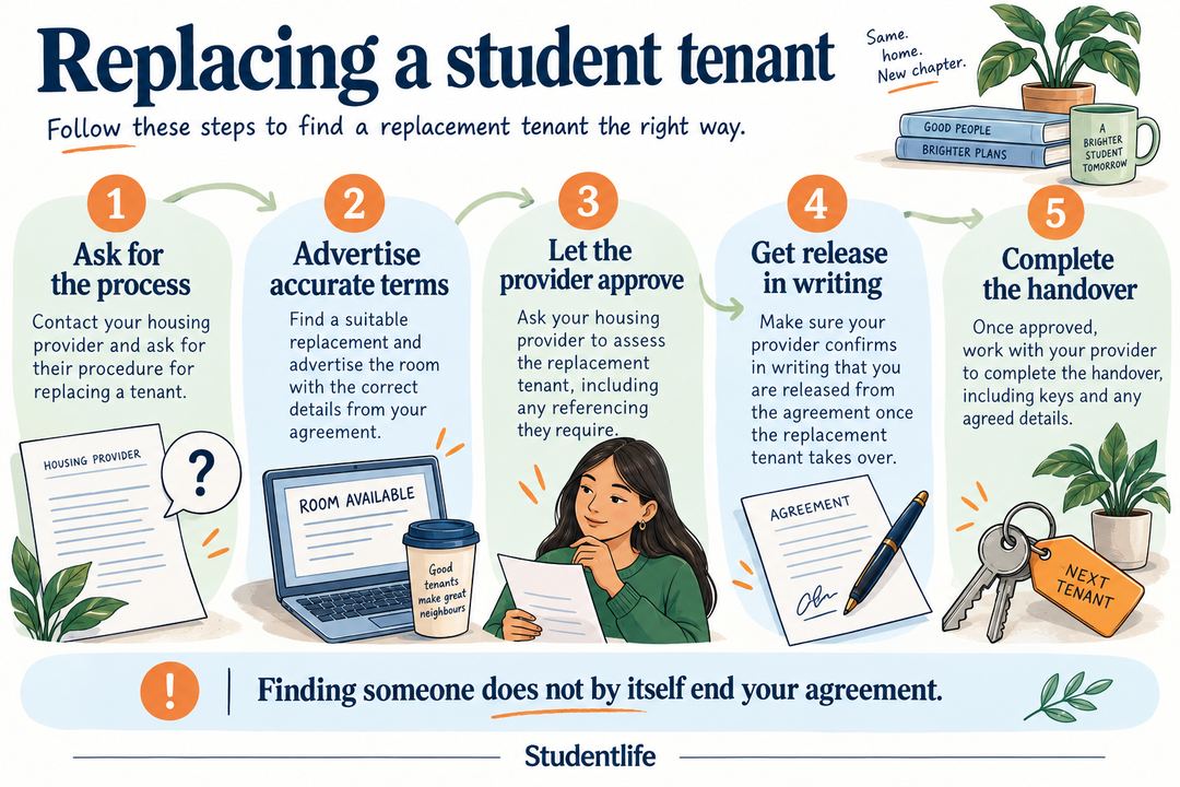 Replacement tenant process from asking for rules to approved paperwork and handover