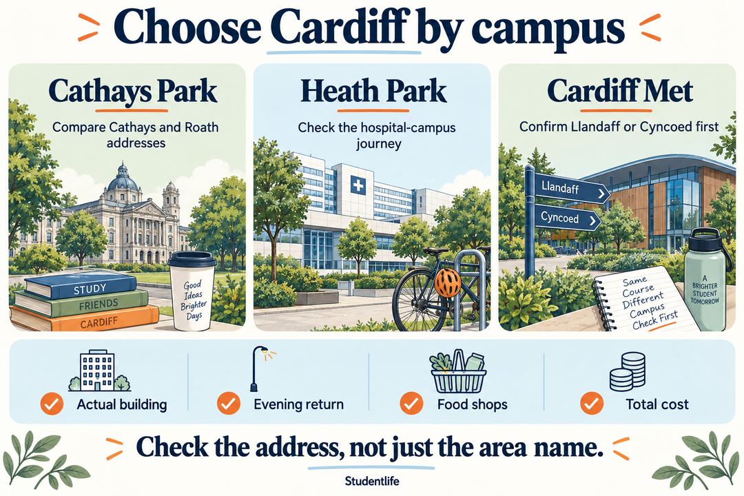 Cardiff student area guide separating Cathays Park Heath Park Llandaff and Cyncoed
